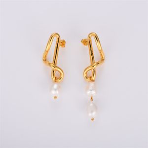 INS Style Stud Lava Baroque Natural Freshwater Pearl Asymmetric Servgs Serving
