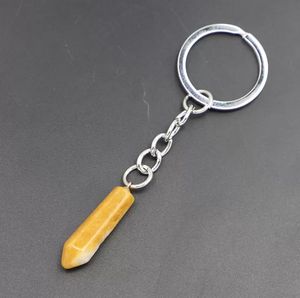 Keychains Natural Stone Hexagonal Column Keychain Water Drop Agate Shape Columnar Pendants Key Rings on Bag Car Jewel Par MJFashion DHGWD