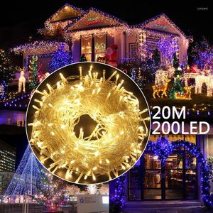 끈 야외 방수 Led Fairy String Light 20m 200 Lleds Xmas Wedding Party 휴일 화환 램프와 꼬리 플러그 D35