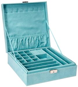 Jewelry Boxes Kloud City Two layer Box Organizer Display Storage Case With Lock Blue amGTv