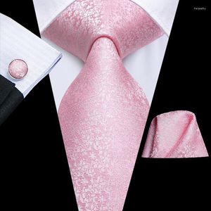 Bow Ties Hi-Tie Peach Pink Coral Solid Silk Wedding Tie For Men Mens Necktie Hanky Cufflink Fashion Designer Business Party Drop