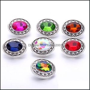 Charms Retro Oval Rhinestone Snap Button Chunk Women Jewelry Findings 18Mm Metal Snaps Buttons Diy Bracelet Jewellery Wholesale Drop Dhxch