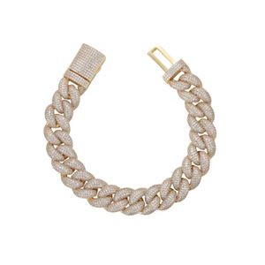 Cuban Link Bracelet 14K Gold Plated / Silver Plated Iced Out Hip Hop Jewelry Cubic Zirconia Bracelets in 7 - 8 inches