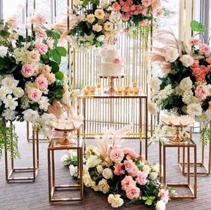 Mesa da coluna do pedestal de decora￧￣o de casamento com bandejas de acr￭lico portador de flores para festa de sobremesa de frutas bolo de bolo de bolo de cupcakes cen￡rios de cen￡rios de palco Display B0826