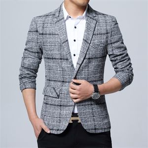 Mäns kostymer blazers mens blazers smala passform för män affärsformell blazer mens bröllop kostym jackor manlig mode pläd mens blazer jacka 220826