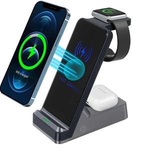 Glowing Light Wireless Charger 3 in 1 Qi 15W for Apple iPhone 12 Samsung S22 Charging Stand