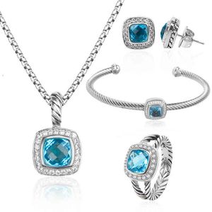 Luxus Ohrringe Armband Sets Designer Frauen Schmuck Set Granat Zirkon Ohrring Anhänger Halskette Ringe Armbänder