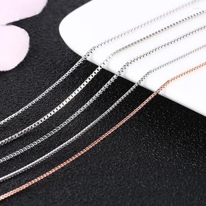 Chains 100% Real 925 Sterling Silver Necklace Box Design Rose Gold Chain For Women 45cm Pure Jewelry 2022