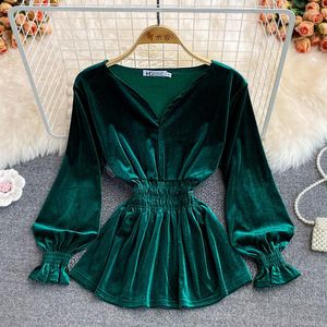 Kvinnors blusar peplum toppar kvinnor hösten vårtröjor kvinnor och blusa mujer ruffles