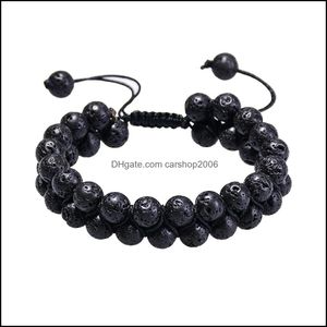 Beaded Strands Essential Oil Armband Justerbara p￤rlor Dubbelrader Lava Rock per diffusion Yoga f￶delsedagspresent Drop Delivery 2021 Juden DHGMN