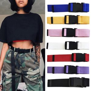 Belts Fashion Canvas Long Belt Plastic Buckle For Women Waist Strap Girls Jeans Pants Waistband Training Outdoor Ceinture