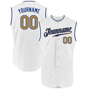 Niestandardowa biała stary złoto-royal Authentic Baseball Baseball Jersey