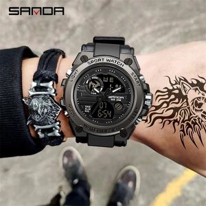 Wristwatches SANDA 739 Sports Mens Watches Top Brand Luxury Military Quartz Watch Men Waterproof S Shock Male Clock relogio masculino 220826