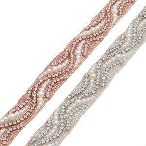 Bälten JLZXSY Pearl Pärlad Rhinestone Applique Trim Diy Bridal Belt Iron Sew On Crystal Trim Wedding Accessories