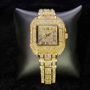 Missfox Square Roman Dial Unisex Watch Gold Diamond Luksusowy na rękopis Man Fashion Stala Waterproof Waterproof Quartz Watch Watch Watch Watch Watch