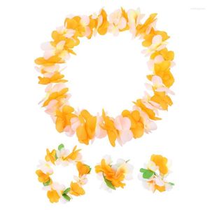 Decorative Flowers Hawaiian Flower Party Luau Leis Decorations Lei Tropical Necklace Headband Hula Favors Garlands Hawaii Garland Beach