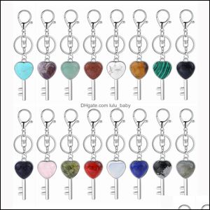 Chave de chave de cristal keychain para bolsa car carrinho de coração gemstone lucy bloqueio homens curando chakra cheyring grow entrega 2021 jewelr dhgn3