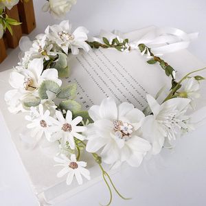 Fiori decorativi Fascia per capelli da sposa Fiore di perle Fascia per capelli Gioielli per capelli Ciondoli Accessori di fidanzamento per la sposa Copricapo fatto a mano per damigelle d'onore