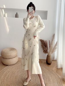 Casual Dresses Real S Of French Minority Bottom Knee Retro Yamamoto Two-piece Suit Autumn And Winter Fairy Dress 9320