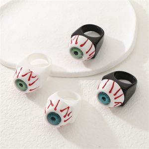 Ring For Women INS Gothic Punk Evil Eye Resin Acrylic Men Halloween Funny Lucky Eye Finger Rings Jewelry Gifts