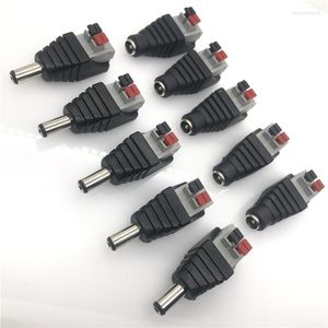 Acessórios de iluminação Adaptador de 10pcs plug DC 5,5 x 2,1 mm Male para bloco terminal com botão de push 2pin conector de 2,1 mm fêmea feminina
