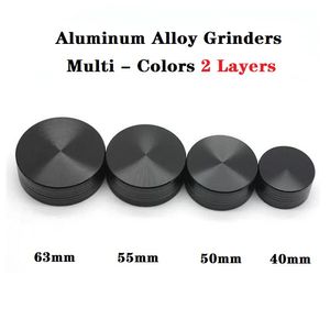 Aluminum Alloy Tobacco Herbal Grinder 2 Layers Smoking Accessories 40mm 50mm 55mm 63mm Dry Herb Crushers