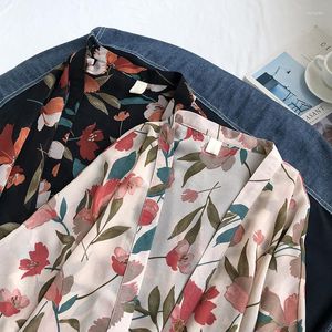 Abbigliamento etnico giapponese kimono estate floreale sciolto blusa donna più dimensioni harajuku cardigan sottile cappotto per protezione solare trasparente yukata abiti yukata