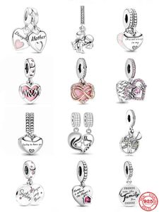 925 Argento Sorella Figlia Mamma Ciondolo Per Sempre Famiglia Perline Charms Fit Bracciale Originale Collana Donna Gioielli Trinket