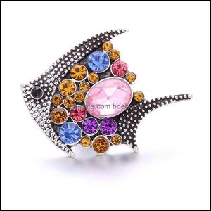 Clasps Hooks Colorf Fish Rhinestone Fastener 18Mm Snap Button Clasp Sier Color Metal Charms For Snaps Jewelry Findings Suppliers Drop Dhend