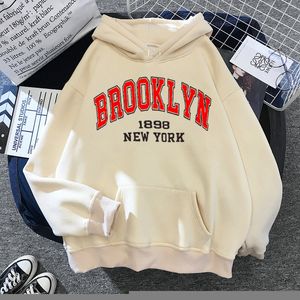 Herrtröjor tröjor Boston Brooklyn Letter Print Hoodie Men moderock överdimensionerade York Hoodies Sweatshirt Kvinnliga män Svettar Brooklyn kläder 220826