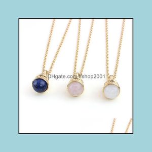 Pendant Necklaces Bell Rose Pink Quartz White Crystal Lapis Lazi Natural Stone Necklace Chain For Women Girl Brand Jewelry Drop Deliv Dhphd