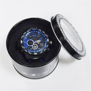 시계 박스 SBAO 전용 원통형 전자식 철 ​​박스 홀더 선물 주최자 디스플레이 케이스 시계 선물