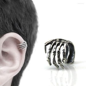 Backs Earrings Skeleton Finger Hand Ear Clip For Men And Women No Pierced Punk Stainless Steel Cuff Simple Design Earring 1Pc