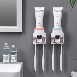 Bath Accessory Set Creative Wall Mount Automatic Toothpaste Dispenser Bathroom Accessories Waterproof Lazy Toothpaste Squeezer Toothbrush Holder 220827