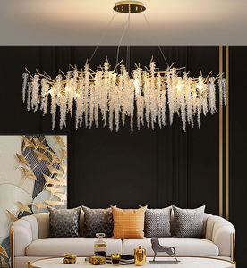 Hängslampor l2.6m strip konst kreativa gren vardagsrum amerikanska matsal lampa kristalldekorativ belysning ljuskrona