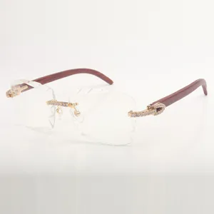 Medium diamond glasses frames 3524029 with natural wood legs and 58 mm clear cut lens