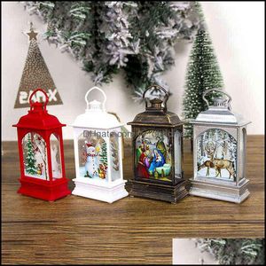 Candle Holders Christmas Candlestick Hanging Light Pendant Table Lamp Decoration Ornament Elk Snowman Santa Pattern Xmas Hang Lights Dhv2O