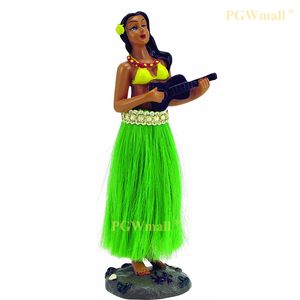 Dekorativa föremål Figurer Hawaiian Hula Girl Dashboard Doll med ukulele Bobbleheads för bil Dashboard Hemdekoration Mini Storlek 220827