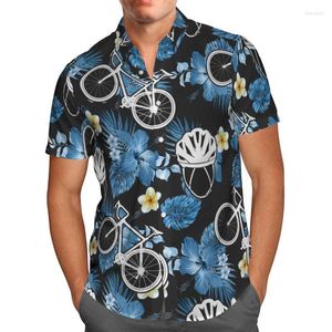 Camisas casuais de camisetas de bicicleta de bicicleta Manga curta para homens Cardigan Button camisa Plus Tamanho Hawaiian Summer 2022 ventilado 33