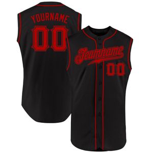 Custom Black Red Authentic sem mangas Jersey 4324