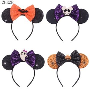 Headbands Spider Halloween Festival Headband 5 Sequin Bow 3.3 Mouse Ears Hairband For Girl Woman DIY Boutique Party Hair Accessories 220826