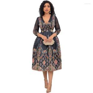 Casual Kleider 5XL Afrikanische Für Frauen Frühling Sommer 2022 Vintage Große Größe Mittlere Länge Kleid Elegante Party Mode Kleidung