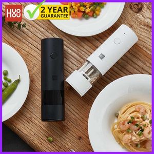 Mills Huohou Electric Grinder Pepper Seasonings Spices Mill Mill Salt Shaker LED Light 5 Modes Kök Köksverktyg 220827