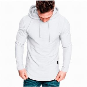 Camisetas masculinas de moda casual de cor sólida de cor comprida com capuz com capuz Summer Sports 220920