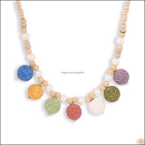 Pendentif Colliers Bohême Colorf Pierre De Lave Perles Glands Brin Huile Essentielle Par Diffuseur Collier Collier Bijoux Pour Femmes Robe A Dhaow