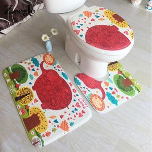 Ковры Zeegle Cartoond Printed Flannel Sponge Carpet для ванной комнаты 3 шт/сет туалетный коврик для водопоглощения коврик для рождественского подарка