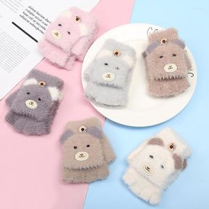 Accessori per capelli 1 paio di simpatici orsi di peluche di cartoni animati Kawaii addensati caldi neonati maschi ragazze guanti invernali guanti nati guanti per bambini