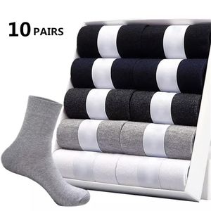 Mens Socks 10pairs Polyester Cotton Middle Tube Summer Thin Solid Color Breathable Business Men Drop 220826
