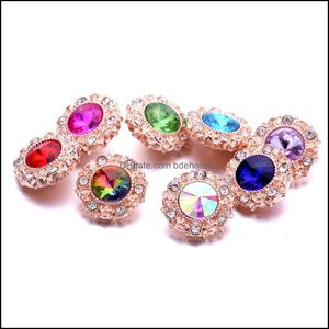 Chiusure Ganci Placcato oro all'ingrosso Fiore di strass Zenzero Bottone a pressione Risultati dei gioielli Charms in zircone 18 mm Bottoni automatici in metallo Facto Dhaxi