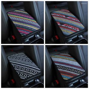 Auto organisator armleuning doos kussen stof etnische stijl linnen ademend niet slip centrale handheld deksel kleurrijke x19cm st